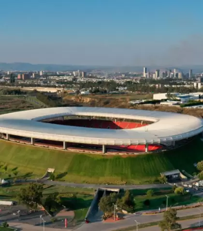 Estadio Akron desde el aire, sede del Mundial 2026 en Guadalajara.